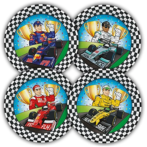 97 Juego de Fiesta de cumpleaños * Formula * para niños (y Fiesta temática con plato + taza + Servilletas + invitaciones + Mantel + serpentinas + Globos//Decoración Racing carreras