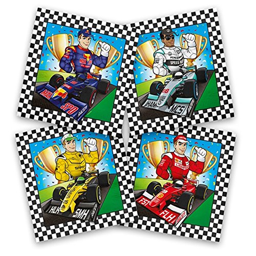 97 Juego de Fiesta de cumpleaños * Formula * para niños (y Fiesta temática con plato + taza + Servilletas + invitaciones + Mantel + serpentinas + Globos//Decoración Racing carreras