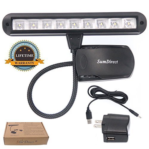 9LED Lámparas de Lectura para Libro, Sumdirect LED Luz de Piano con Clips Flexible Lámpara de Escritorio para Orquesta Soporte de Música