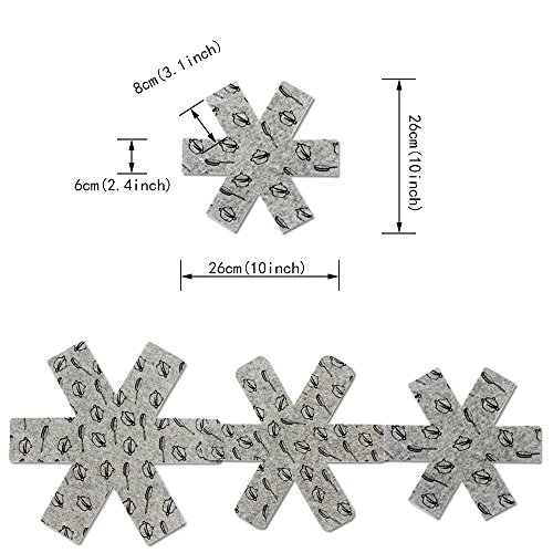 9pcs Protectores de Sartenes y Ollas, Juego de 26-38cm de Largo, Se Puede Cortar, Ideal para Preservar Las Sartenes y Cacerolas de Todos los tamaños evitando Que se Rayen al apilarlas Gris