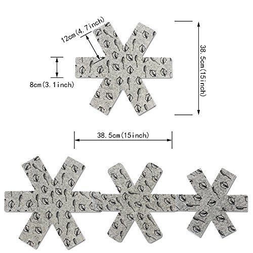 9pcs Protectores de Sartenes y Ollas, Juego de 26-38cm de Largo, Se Puede Cortar, Ideal para Preservar Las Sartenes y Cacerolas de Todos los tamaños evitando Que se Rayen al apilarlas Gris