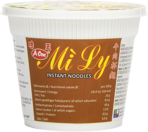 A-ONE Fideos Instantáneos En Vaso, Sabor Carne De Res 65 g