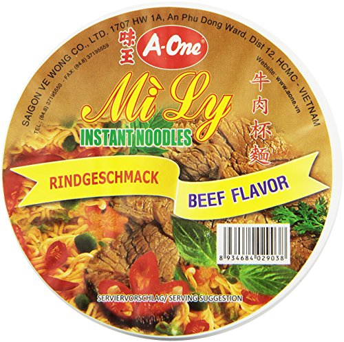 A-ONE Fideos Instantáneos En Vaso, Sabor Carne De Res 65 g