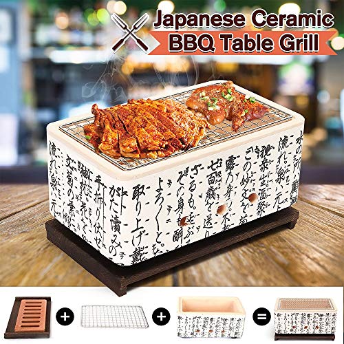 A-Z ZA Japonés Cerámica Hibachi BBQ Grill Parrilla Yakitori Barbacoa de Carbón Mini Grill Cocina Estufa Parrilla para Acampar Al Aire Libre Parrilla Campfire