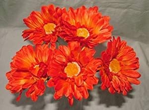 A1-Homes 6 x Artificial Single Stem Orange Gerbera with Big Bloom - Very Dramatic - Home Garden