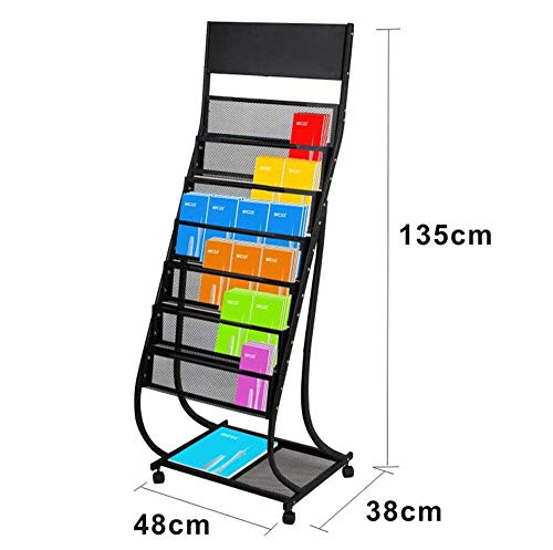 a4 revistero de piso de 7 capas cuadrícula de oficina de gran capacidad archivo de folletos estante de Estantes para periódico supermercado pasillo Promoción expositor tamaño: 135x48x38cm