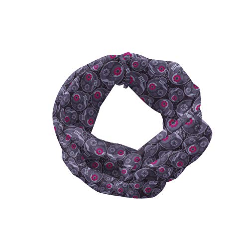 ABAKUHAUS Diadame Cráneo del azúcar, Banda Elástica y Suave para Mujer para Deportes y Uso Diario Patrón repetitivo de los cráneos de estilo retro con detalles de flores, Oscuro Indigo Purpleblue
