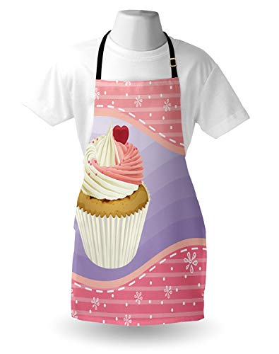 ABAKUHAUS Magdalena Delantal de Cocina, Deliciosa Pastelería Floral, Lavable Resiste Grasa Suciedad Polvo Colores Duraderos, Multicolor