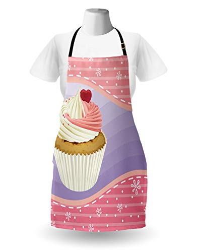 ABAKUHAUS Magdalena Delantal de Cocina, Deliciosa Pastelería Floral, Lavable Resiste Grasa Suciedad Polvo Colores Duraderos, Multicolor
