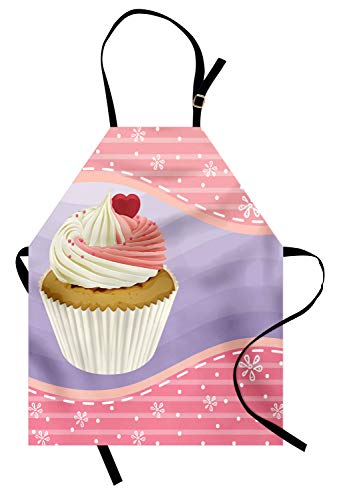 ABAKUHAUS Magdalena Delantal de Cocina, Deliciosa Pastelería Floral, Lavable Resiste Grasa Suciedad Polvo Colores Duraderos, Multicolor