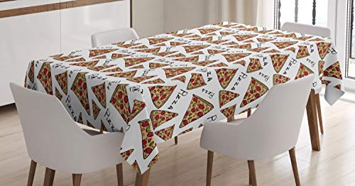 ABAKUHAUS Pizza Mantele, Doodle del Arte del Estilo Rebanadas, Resistente al Agua Lavable Colores No Destiñen Personalizado, 140 x 200 cm, Multicolor