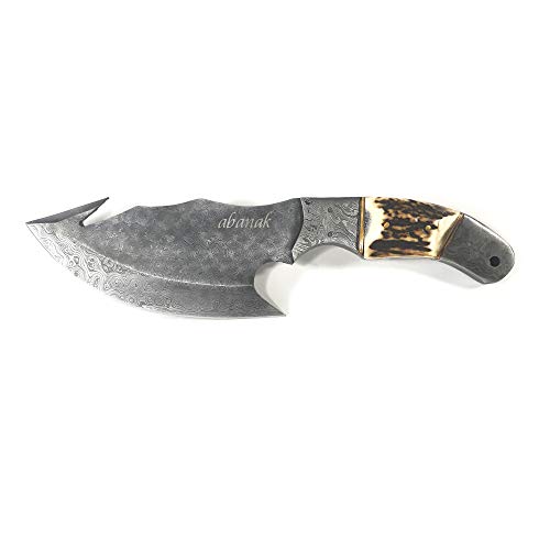 Abanak T108 Cuchillo de Caza de Acero de Damasco, 26cm, 14.5 Hoja x 11.5 Mango, Cuchillo de Cazador Profesional