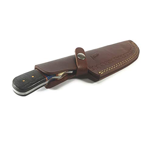 Abanak T110 Cuchillo de Caza de Acero de Damasco, 30.3cm, 18 Hoja x 12.3 Mango, Cuchillo de Cazador Profesional