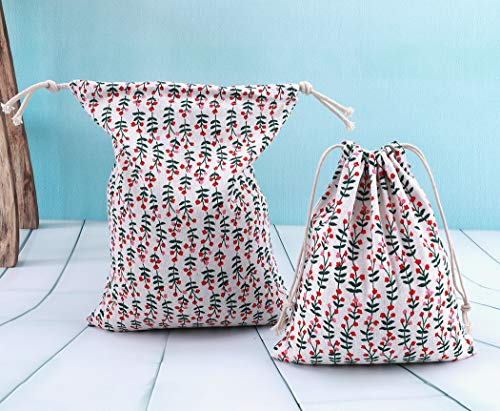 Abaría - 3 unidades bolsa de algodón con cuerdas – Pequeña saco bolsas - Bolsa inserto organizador para bebé ropa juguete pañales - Bolsa de regalo - 25x 30 cm, 19 x 23 cm, 14 X 16