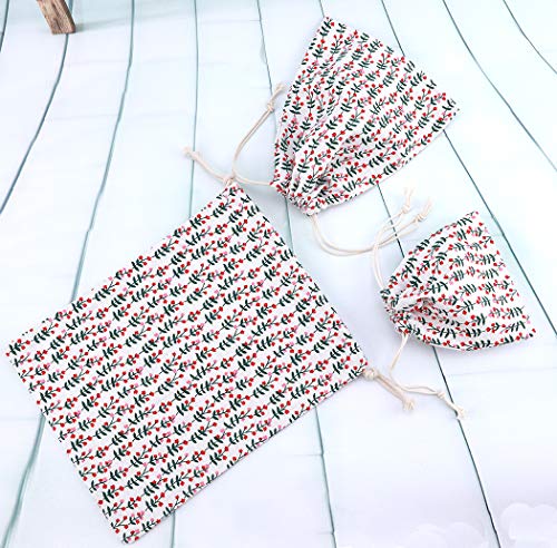 Abaría - 3 unidades bolsa de algodón con cuerdas – Pequeña saco bolsas - Bolsa inserto organizador para bebé ropa juguete pañales - Bolsa de regalo - 25x 30 cm, 19 x 23 cm, 14 X 16