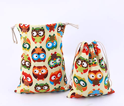 abaría - 4 Unidades Bolsa de algodón Grande - Bolsa Inserto Organizador para Ropa Juguete pañales - Bolsos Inserto bebé - Grande 33 x 41 cm, Mediano 25x 30 cm, pequeña 19 x 23 cm, Mini 14 X 16 cm