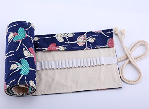 Abaría - Bolso de lapices bolsa de almacenamiento hecho de mano, chica 36 agujeros