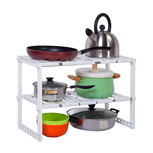ABCCS Estantería de Cocina Rejilla de Fregadero de Acero Inoxidable con Capacidad de Almacenamiento Ajustable Blanco