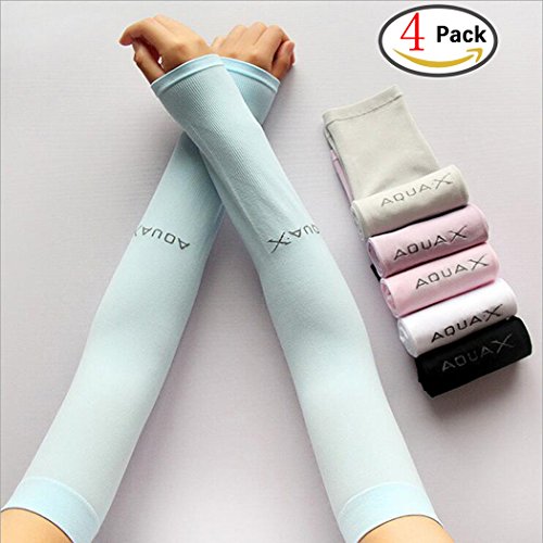 Abcsea 4PCS Protección Uv Calentador Del Brazo Largo Sin Dedos Guantes Manguitos, Calentadores De Brazo/tatuaje Manga/Mangas De Hielo/brazo De Flor A Prueba De Sol (Colores aleatorios )