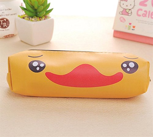 Abenily Efectos de escritorio de la caja de lápiz Bolso de lápiz animal de la historieta Bolso de escritorio impermeable de la PU Estudiante Supplies_Yellow Duckling