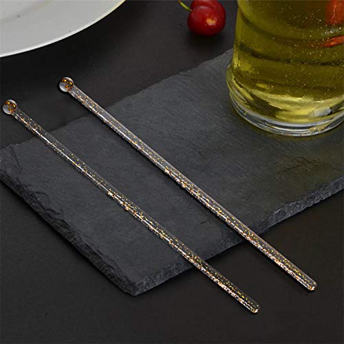 Aboat 120 piezas 7.3 pulgadas plástico redondo parte superior Swizzle Sticks, cristal y oro