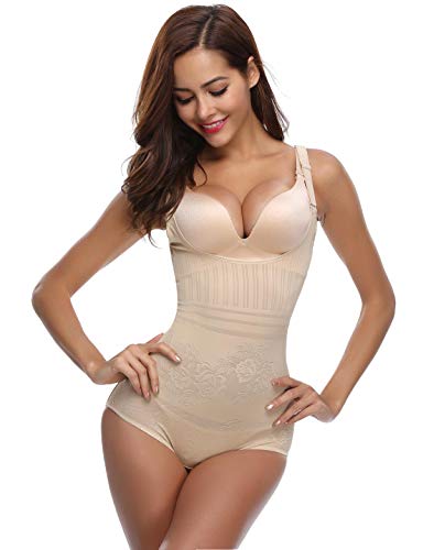Abollria Faja Reductora Moldeadora Cintura Mujer Body Shaper Corsé sin Costuras (S/Cintura 18.3-21.1 Inch, Beige_1)