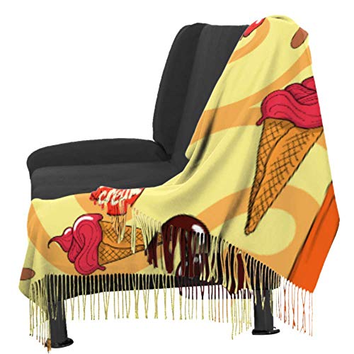 Abrigo Largo de 27"x77, Delicioso Postre, Helado, Chal para Mujer, Bufandas, Cachemir para Mujer, Manta Grande y cálida con Estilo