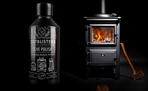 Abrillantador para estufas Dirtbusters. De color negro. 250 ml. Para estufas de madera, chimeneas, parrillas y quemadores de leña