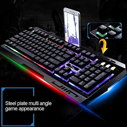 Accesorios for teclados de ordenador, luz de fondo con conexión de cable óptico del juego del ratón y el teclado USB Set, teclado Longitud del cable: 1,35 m, Longitud del ratón del cable: 1,3 m (Color