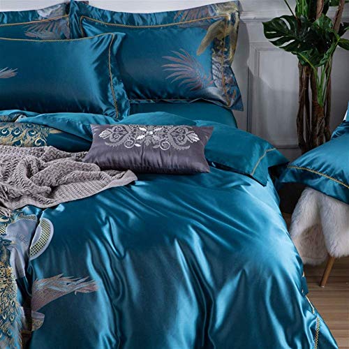 Accesorios para el hogar Juego de cama moderno de 4 piezas Algodón 100S Versión grande de la flor Estilo europeo Ropa de cama Funda de edredón Ropa de cama (Color: 8 Tamaño: Estándar (200X230cm))