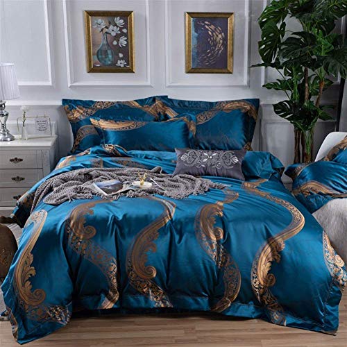 Accesorios para el hogar Juego de cama moderno de 4 piezas Algodón 100S Versión grande de la flor Estilo europeo Ropa de cama Funda de edredón Ropa de cama (Color: 8 Tamaño: Estándar (200X230cm))