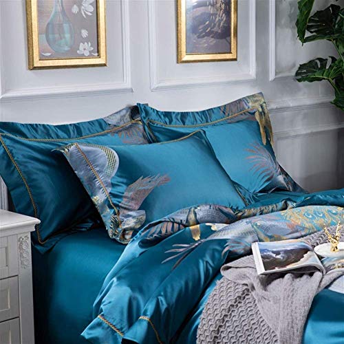 Accesorios para el hogar Juego de cama moderno de 4 piezas Algodón 100S Versión grande de la flor Estilo europeo Ropa de cama Funda de edredón Ropa de cama (Color: 8 Tamaño: Estándar (200X230cm))