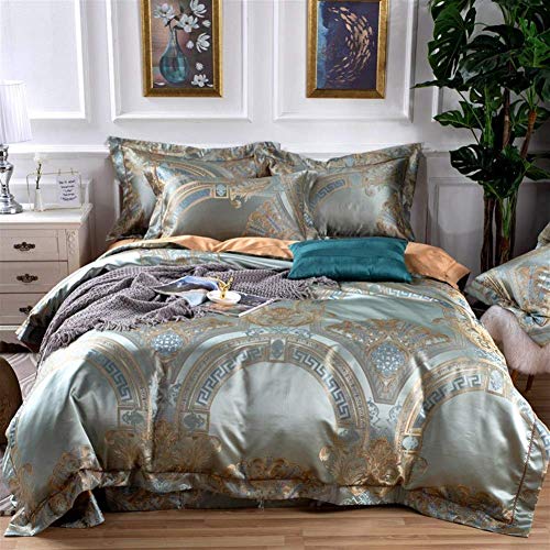 Accesorios para el hogar Juego de cama moderno de 4 piezas Algodón 100S Versión grande de la flor Estilo europeo Ropa de cama Funda de edredón Ropa de cama (Color: 8 Tamaño: Estándar (200X230cm))