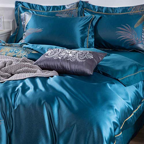 Accesorios para el hogar Juego de cama moderno de 4 piezas Algodón 100S Versión grande de la flor Estilo europeo Ropa de cama Funda de edredón Ropa de cama (Color: 8 Tamaño: Estándar (200X230cm))