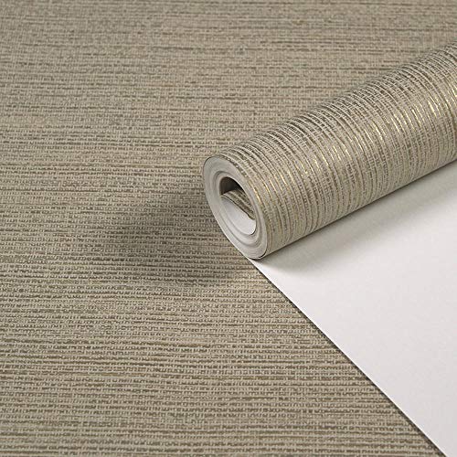 ACCEY Moderno Simple Pigmento puro Color Arpillera Imitación Papel pintado de lino Raya Nuevo Estilo chino Sala de estar Dormitorio Ingeniería Papel tapiz-Dark Hemp_ Papel tapiz solamente