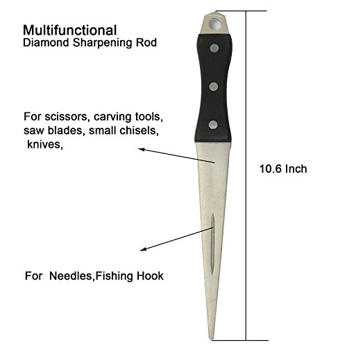 ACCOCO Afilado de Acero diamantado 27cm Diamant-Wetzstahl, Afilador de Cuchillos de Cocina para Chefs Profesionales, Barra de Afilado de Cuchillas