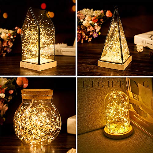 ACDE 2 Pack Guirnaldas Luminosas 10 Metros 100 LED Alimentado por USB/con pilas 2 Modos, Impermeable Alambre de Cobre Cadena Luces con Control Remoto Temporizador-Amarillo Cálido