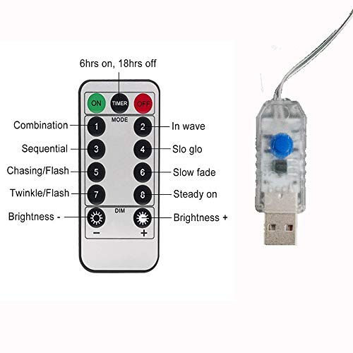 ACDE 2 Piezas Guirnaldas Luminosas USB Alimentado 10M/100 LED Cadena Luces con Control Remoto para Decoración Navideña Jardín Patio - Blanco Cálido