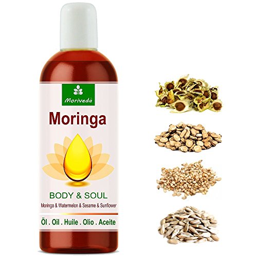 Aceite de Moringa Body & Soul (Cuerpo y Alma) aceites 100% prensados en frío de semillas de Moringa, sandía, sésamo y girasol. Para cocina, masajes, cuidado de la piel, antienvejecimiento (1x100ml)