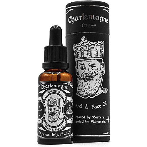 Aceite para la barba Charlemagne - GANADOR DE PRUEBAS DE COMPARACIÓN - 30ml Fragancia a tabaco y vainilla 100% Vegano - Cuidado de la barba para Hombres