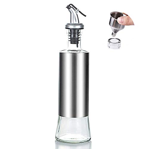 aceiteras antigoteo cristal,1 dispensador aceite 300ml,oliva y vinagre recipiente aceite usado cocina ,vinagrera,aceiteras acero inoxidable,1 embudo de acero inoxidable para rellenar