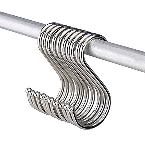 Acero inoxidable cocina Ganchos gaeruite S de 10 unidades), forma de S, cocina gancho colgante Acero Inoxidable Puerta gancho Forma de S para cocina armario puerta