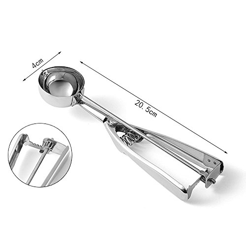 Acero Inoxidable Hielo Crema Scoop con Disparador para Galletas Frutas, Cocina Acero Cucharada del Helado de Acero (Small)