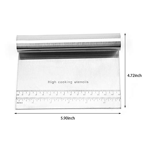 Acero inoxidable para hornear pasteles de raspador con Metric pulgadas escamas lisas Espátula para tortas Pasteles pasta de la pizza del raspador Herramientas