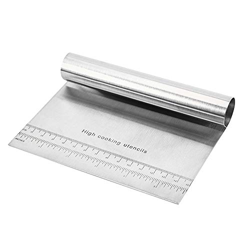 Acero inoxidable para hornear pasteles de raspador con Metric pulgadas escamas lisas Espátula para tortas Pasteles pasta de la pizza del raspador Herramientas