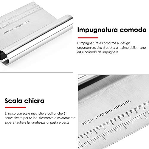 Acero inoxidable para hornear pasteles de raspador con Metric pulgadas escamas lisas Espátula para tortas Pasteles pasta de la pizza del raspador Herramientas