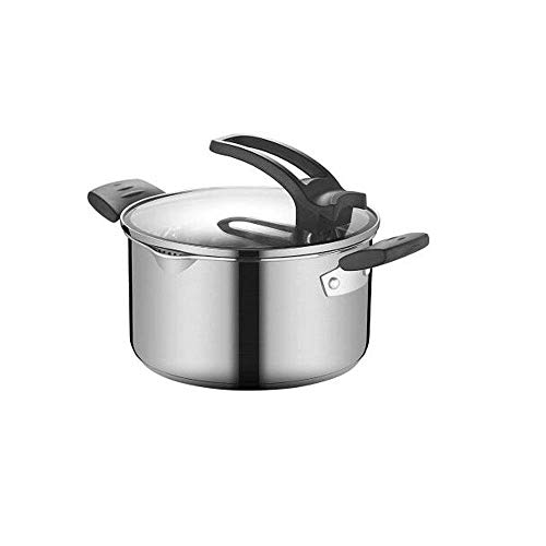 Acero inoxidable Todos los días Pan con tri-capa base, Chefrsquo; s horizontal con tapa de vidrio, recubierto de silicona mango ergonómico Loop, multipropósito Menú del Mayordomo con tapa, cacerola de
