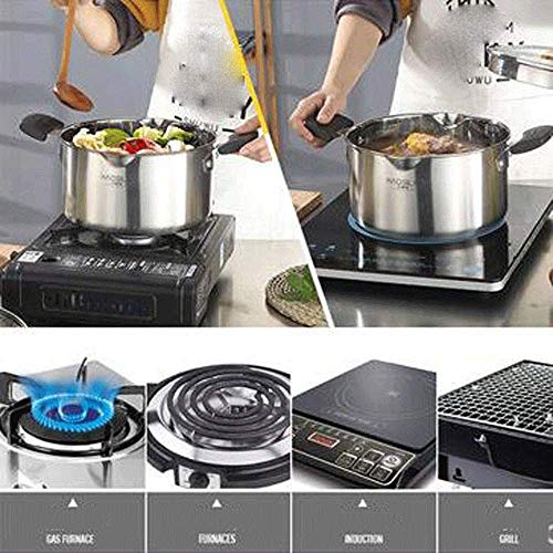 Acero inoxidable Todos los días Pan con tri-capa base, Chefrsquo; s horizontal con tapa de vidrio, recubierto de silicona mango ergonómico Loop, multipropósito Menú del Mayordomo con tapa, cacerola de