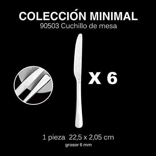 Acobonline 6 Cuchillo de Mesa Acero Inoxidable Cuberteria Colección Minimal (Coleccion Minimal, Cuchillo de Mesa)