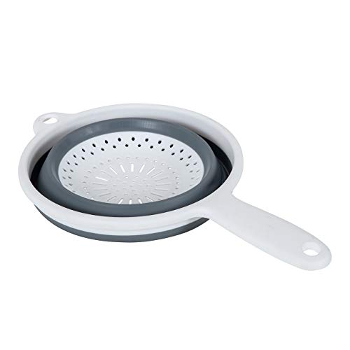 Addis "Pop & Store Plegable Alimentos colador con Mango, Color Blanco y Gris